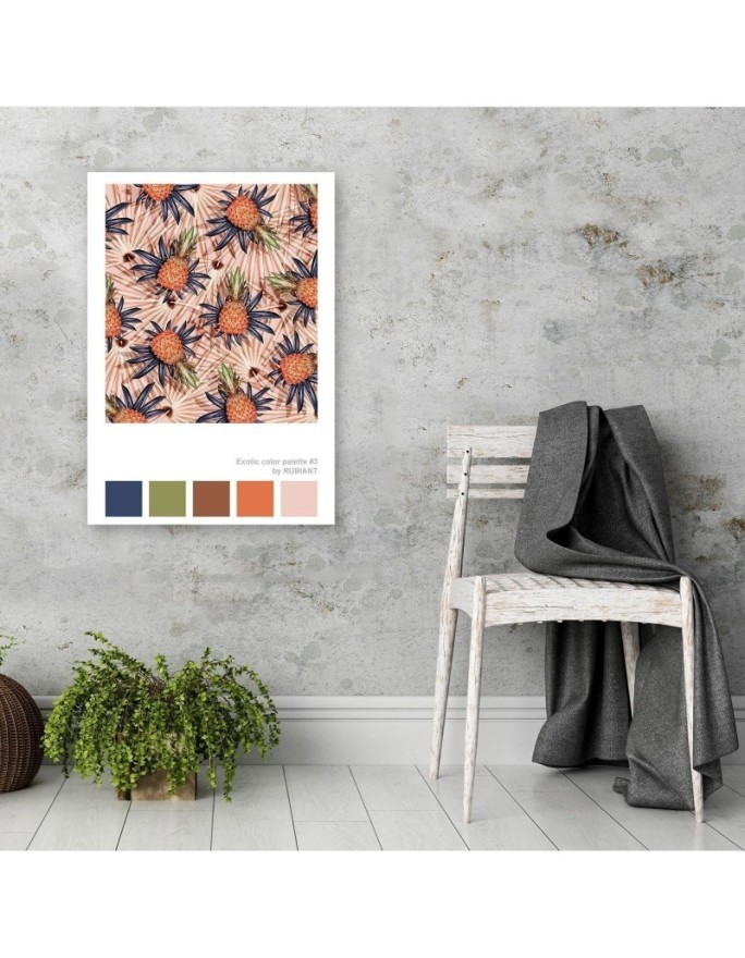 Canvas painting Oranges on leaves for dining room | FEEBY