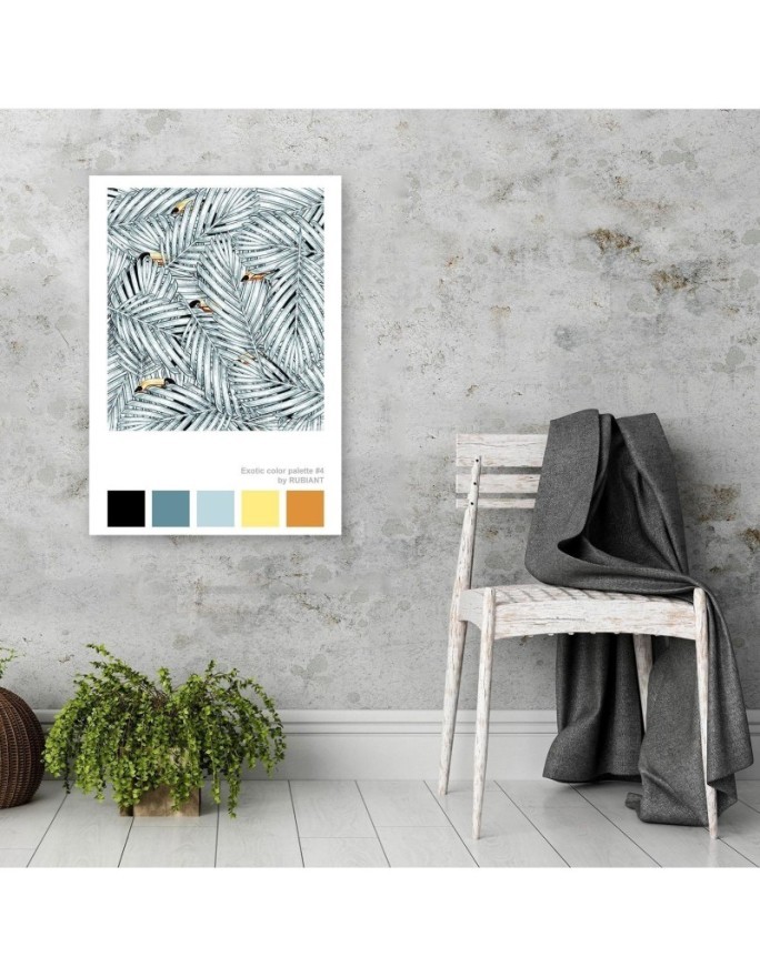Wall art paintings for kitchen, dining room Parrots Toucans in leaves | FEEBY