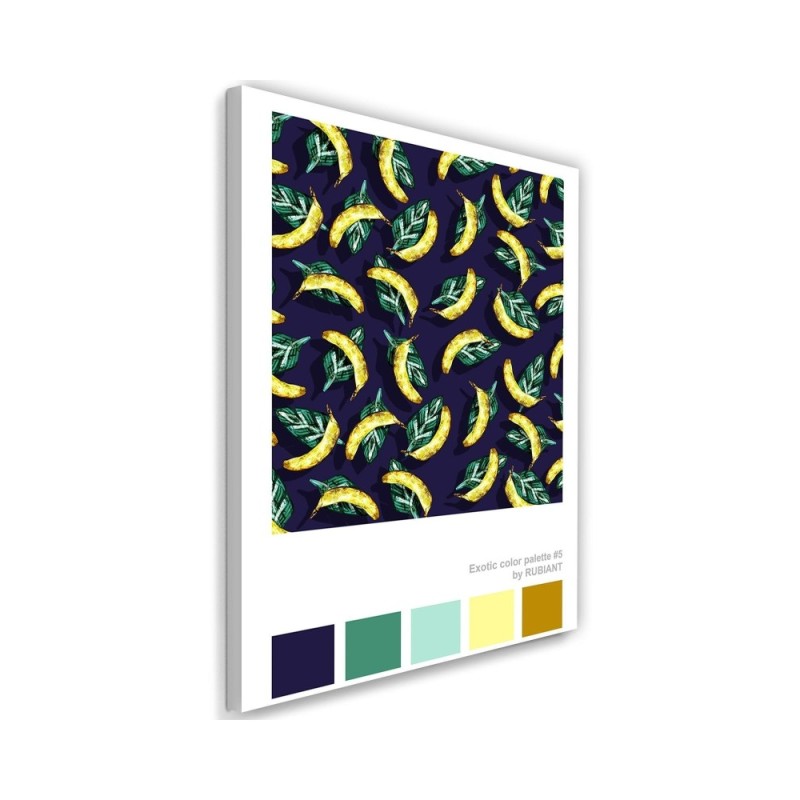 Bananas on leaves colourful Canvas painting for dining room, kitchen | FEEBY
