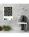 Bananas on leaves colourful Canvas painting for dining room, kitchen | FEEBY