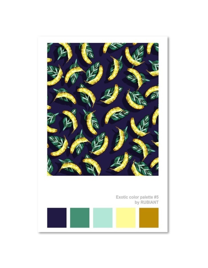 Bananas on leaves colourful Canvas painting for dining room, kitchen | FEEBY