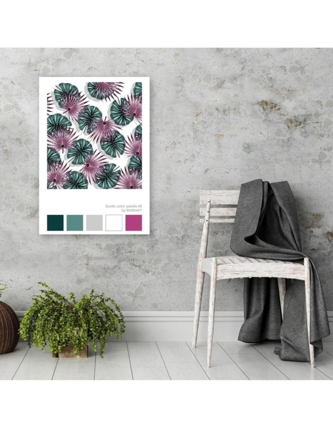 Wall art painting for living room Colourful leaves Rubiant | FEEBY