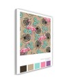 Flamingos and tropical leaves wall art painting Rubiant | FEEBY