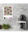 Flamingos and tropical leaves wall art painting Rubiant | FEEBY