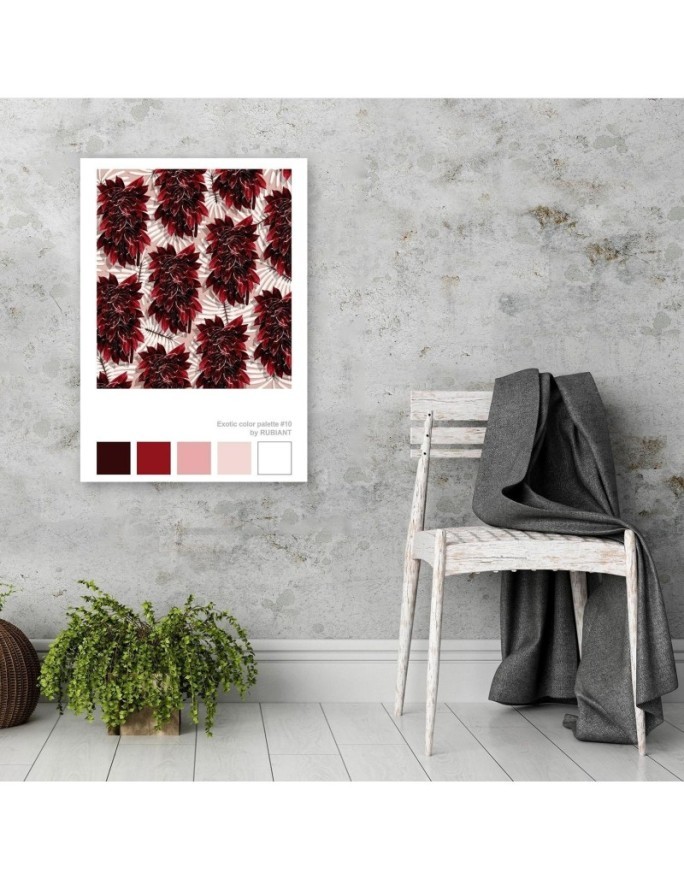 Red tropical flowers Canvas painting for living room wall | FEEBY