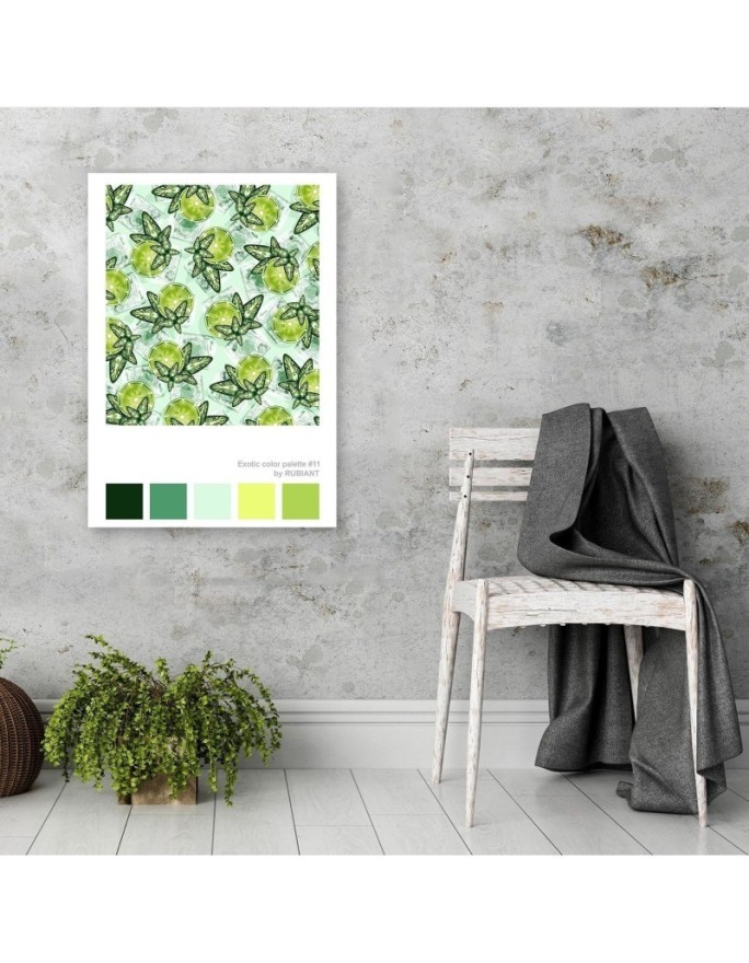 Limes - Canvas painting for kitchen exotic colour Rubiant | FEEBY
