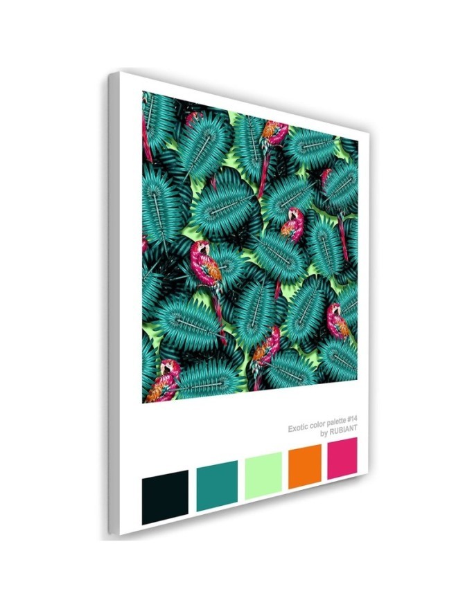Canvas prints printed on canvas Parrots in exotic leaves | FEEBY