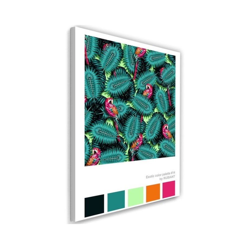 Canvas prints printed on canvas Parrots in exotic leaves | FEEBY