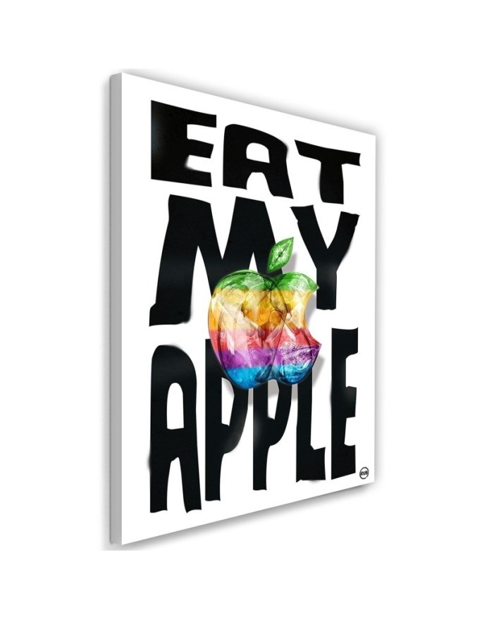 Modern painting for Kids room Inscription and colourful apple | FEEBY