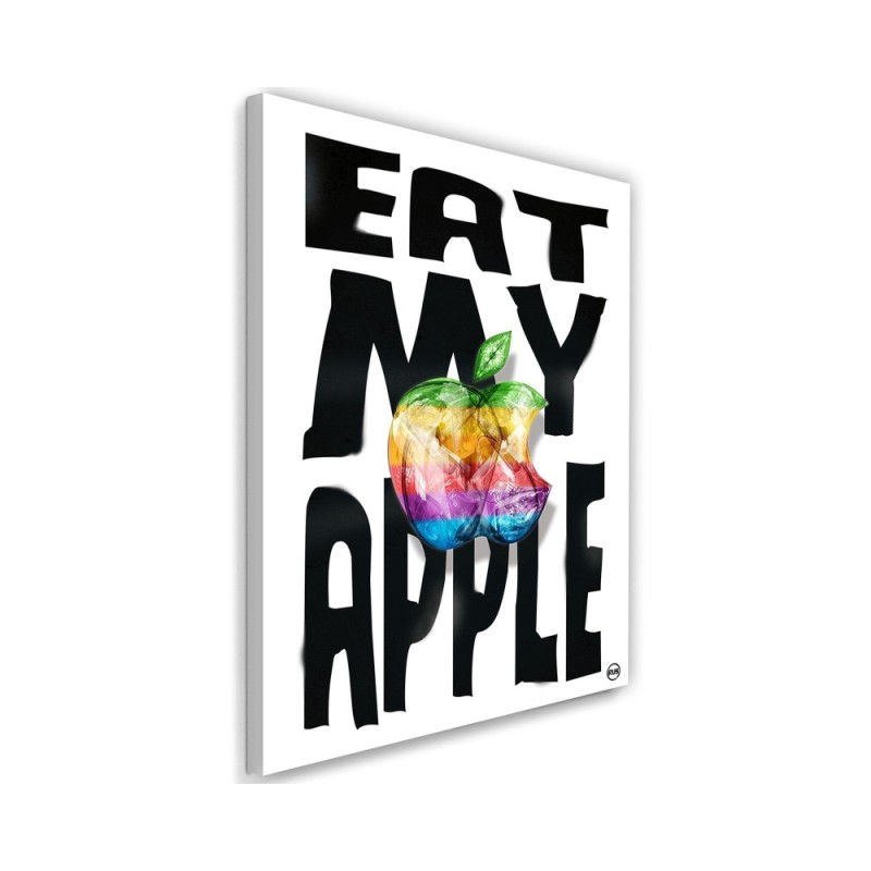 Modern painting for Kids room Inscription and colourful apple | FEEBY