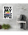 Modern painting for Kids room Inscription and colourful apple | FEEBY