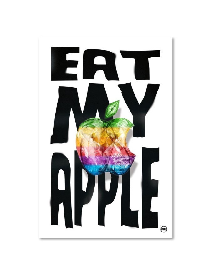 Modern painting for Kids room Inscription and colourful apple | FEEBY
