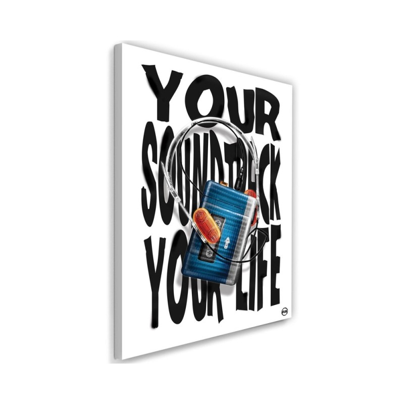 Canvas painting Caption and headphones tape recorder | FEEBY