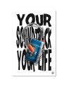 Canvas painting Caption and headphones tape recorder | FEEBY