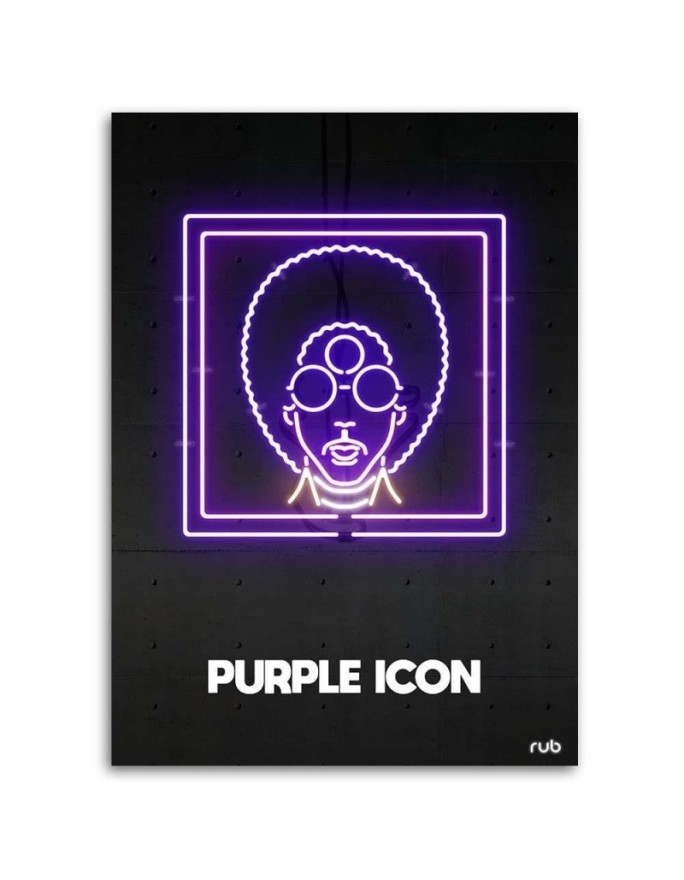 Wall art painting for youth room Purple icon neon | FEEBY