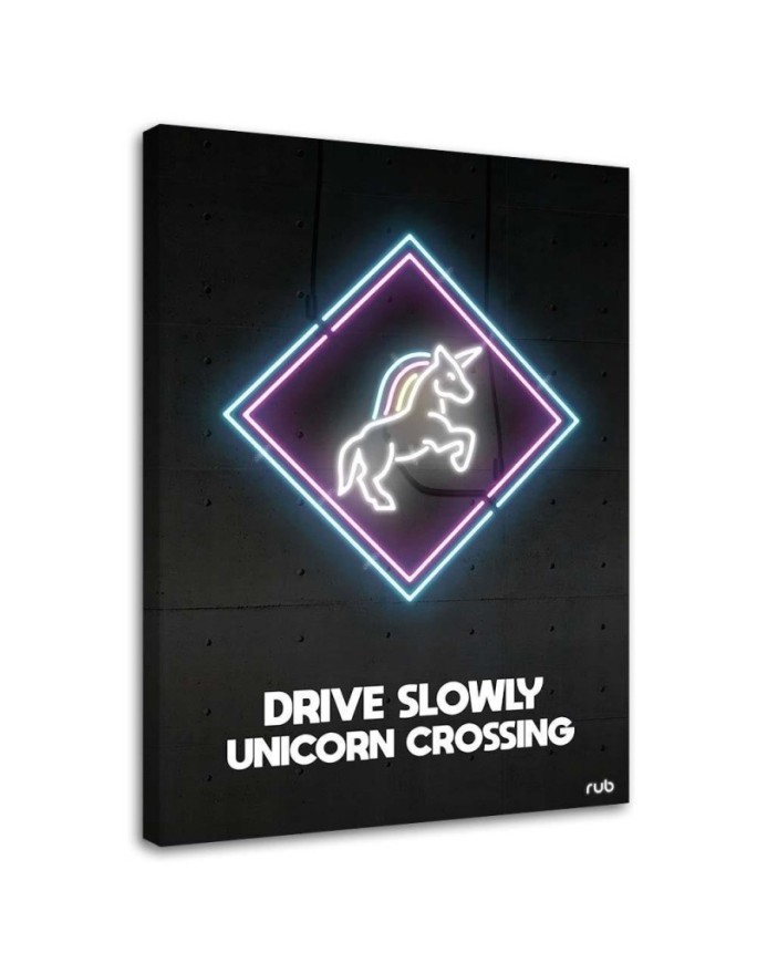 Canvas prints Unicorn neon - for girl's room for wall | FEEBY