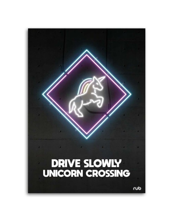 Canvas prints Unicorn neon - for girl's room for wall | FEEBY