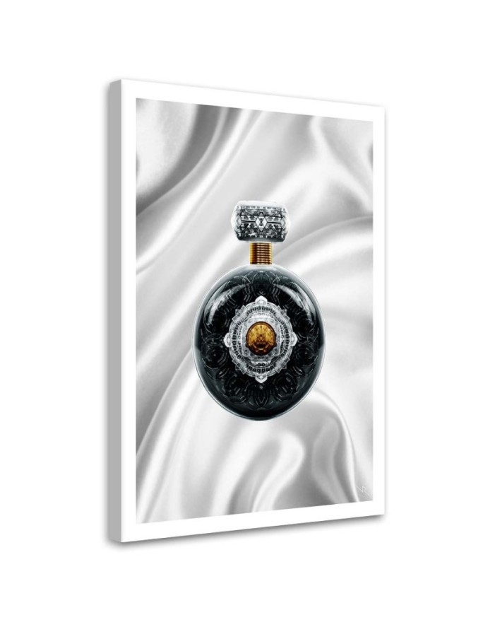 Designer Canvas prints for the home - Grey perfume on white background Rubiant | FEEBY