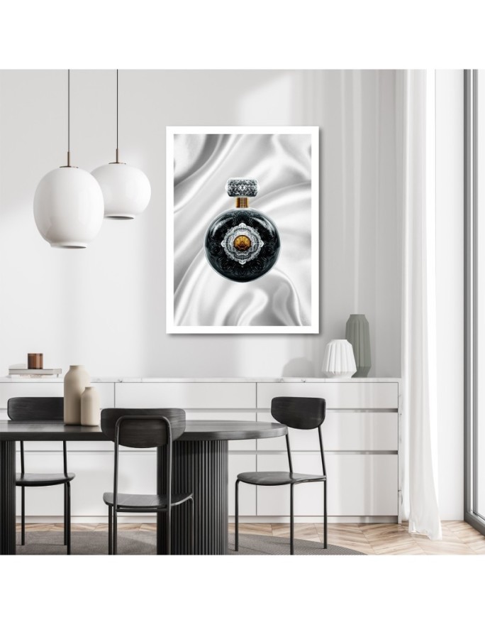 Designer Canvas prints for the home - Grey perfume on white background Rubiant | FEEBY