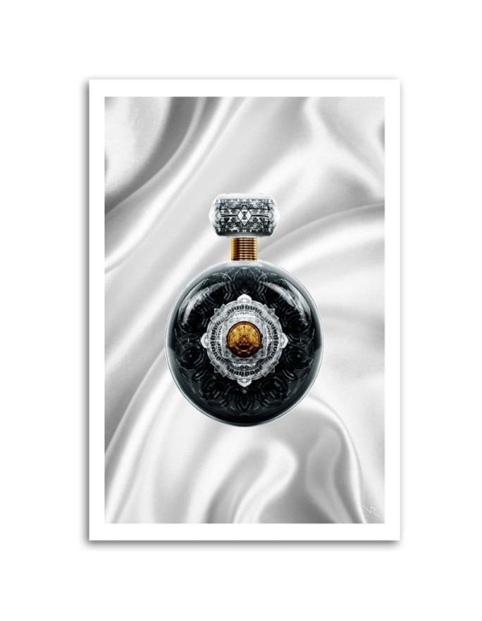 Designer Canvas prints for the home - Grey perfume on white background Rubiant | FEEBY