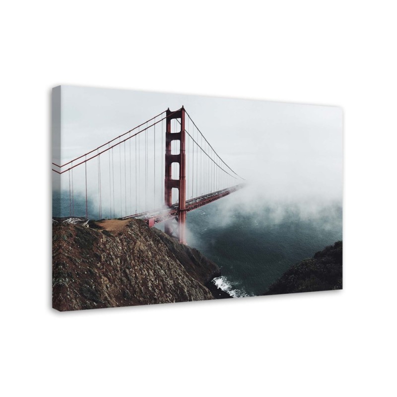 Golden Gate - canvas print for living room wall | FEEBY