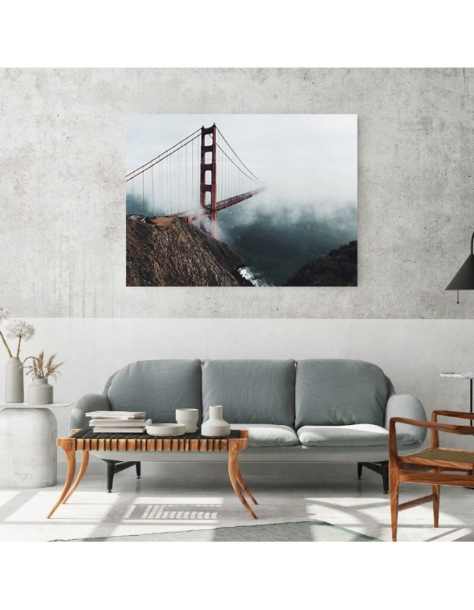 Golden Gate - canvas print for living room wall | FEEBY