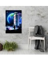 Decorative Canvas painting for wall City with view on planete | FEEBY