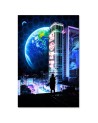 Decorative Canvas painting for wall City with view on planete | FEEBY