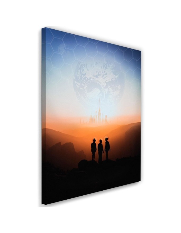 Wall art painting for office, living room Figures on city background | FEEBY