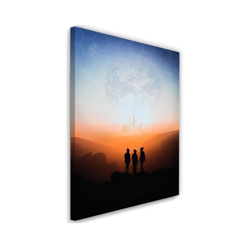 Wall art painting for office, living room Figures on city background | FEEBY