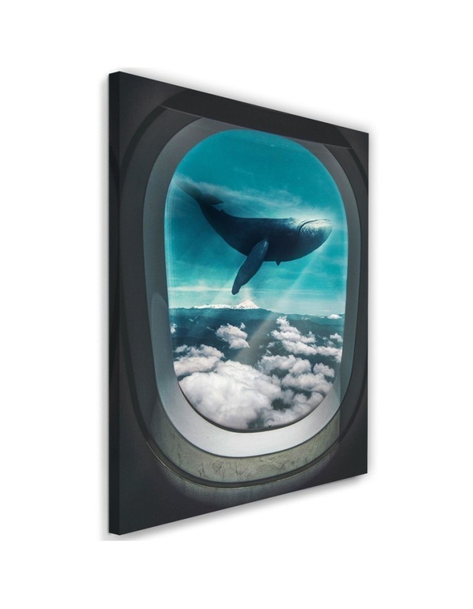 Modern Canvas painting for wall Whale and aeroplane window | FEEBY