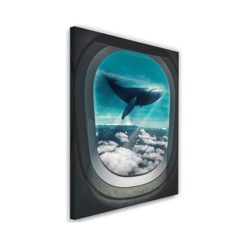 Modern Canvas painting for wall Whale and aeroplane window | FEEBY