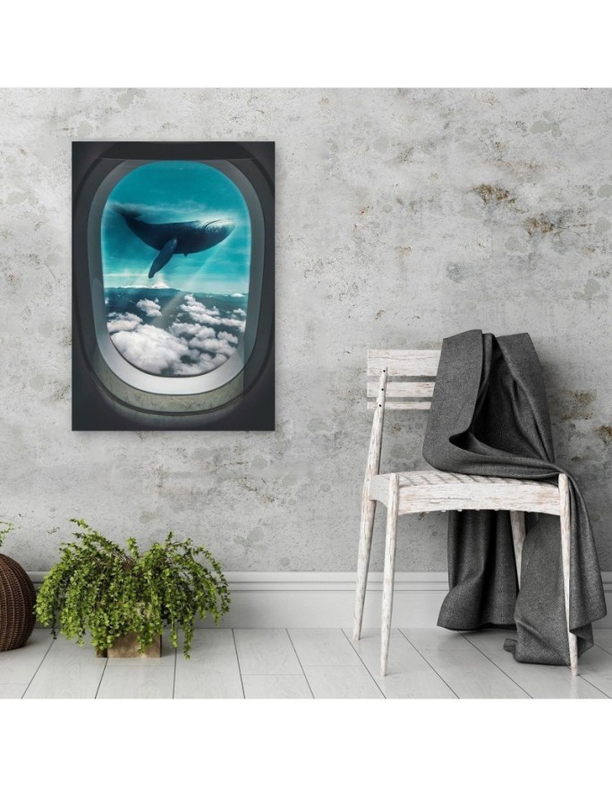 Modern Canvas painting for wall Whale and aeroplane window | FEEBY