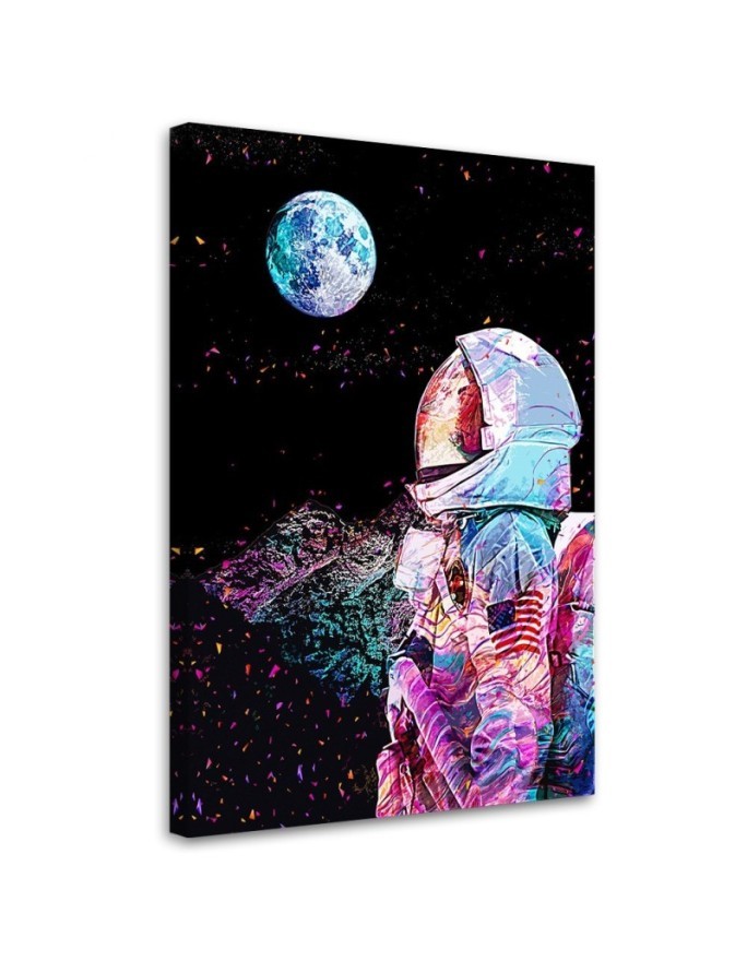 Neon Astronaut and planet view wall art painting | FEEBY