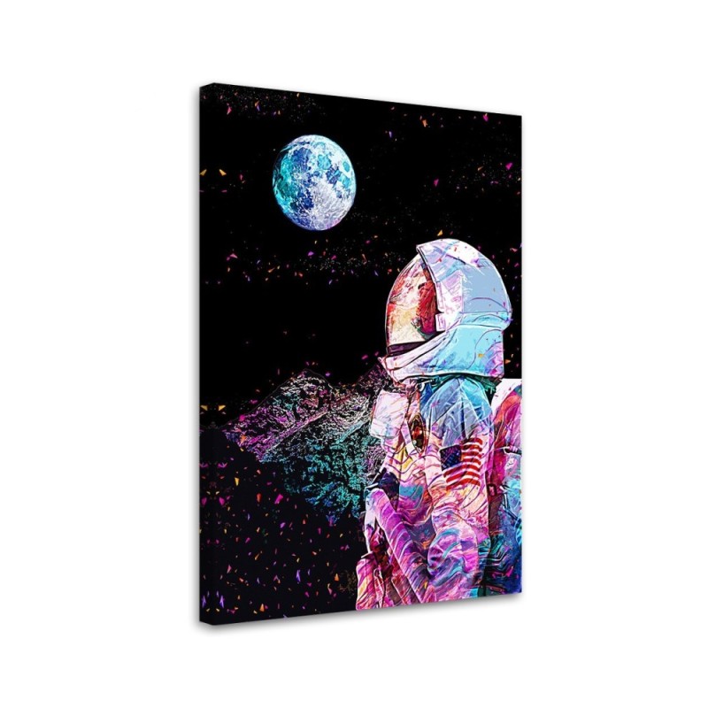 Neon Astronaut and planet view wall art painting | FEEBY