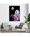 Neon Astronaut and planet view wall art painting | FEEBY