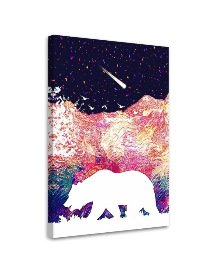 Canvas prints for children's room Bear and colourful mountains | FEEBY