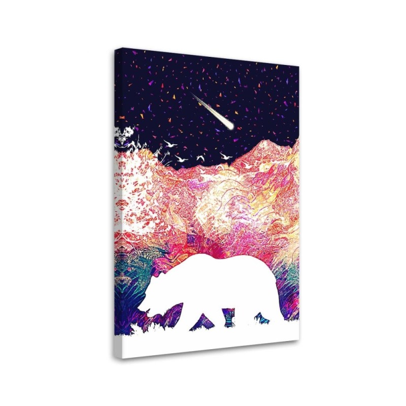 Canvas prints for children's room Bear and colourful mountains | FEEBY