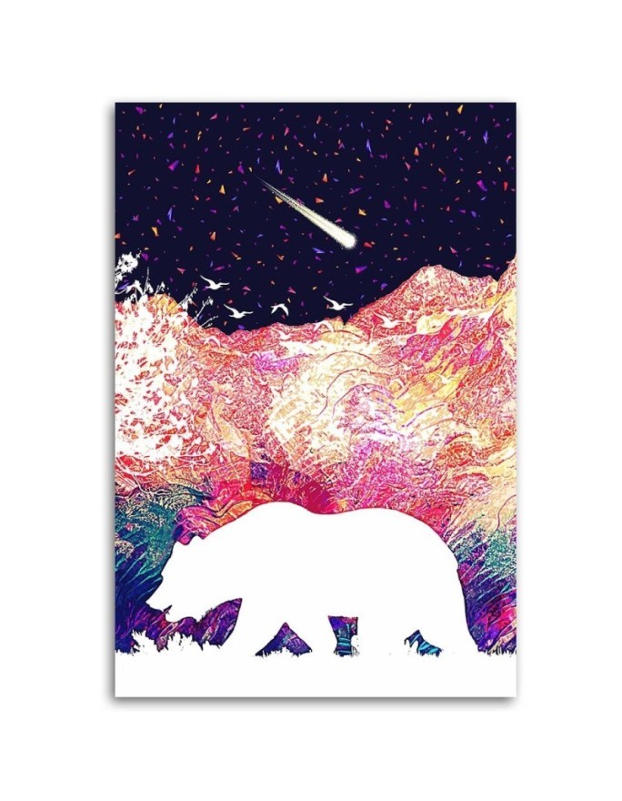 Canvas prints for children's room Bear and colourful mountains | FEEBY