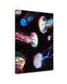 Neon jellyfish in the ocean canvas painting | FEEBY