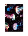 Neon jellyfish in the ocean canvas painting | FEEBY