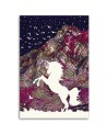 Canvas prints wall art decoration Unicorn on the background of colourful mountains | FEEBY