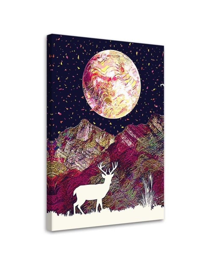 Canvas prints for teenager's room Deer planet mountains neon | FEEBY