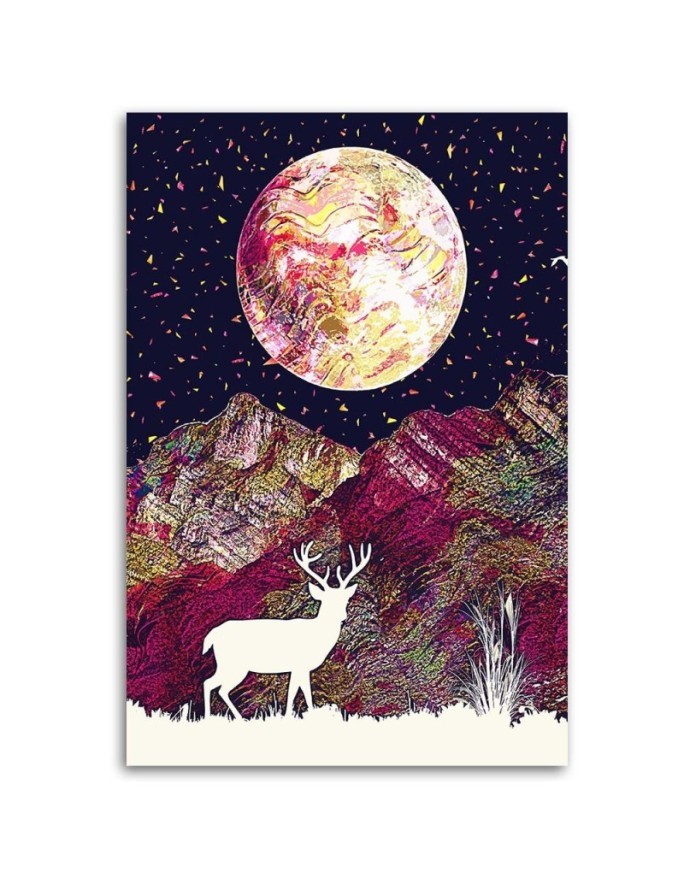 Canvas prints for teenager's room Deer planet mountains neon | FEEBY