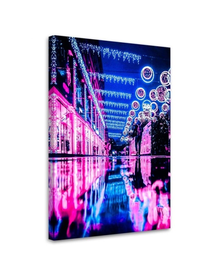 Decorative wall art picture Christmas neon street | FEEBY