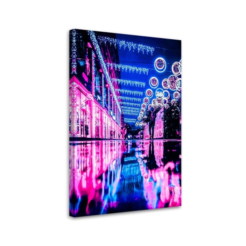 Decorative wall art picture Christmas neon street | FEEBY