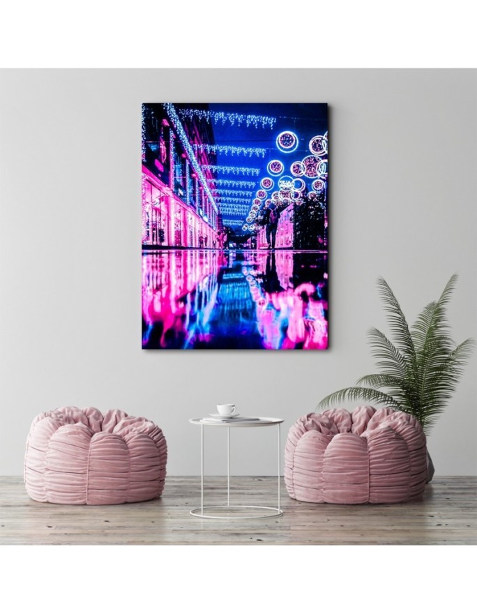 Decorative wall art picture Christmas neon street | FEEBY