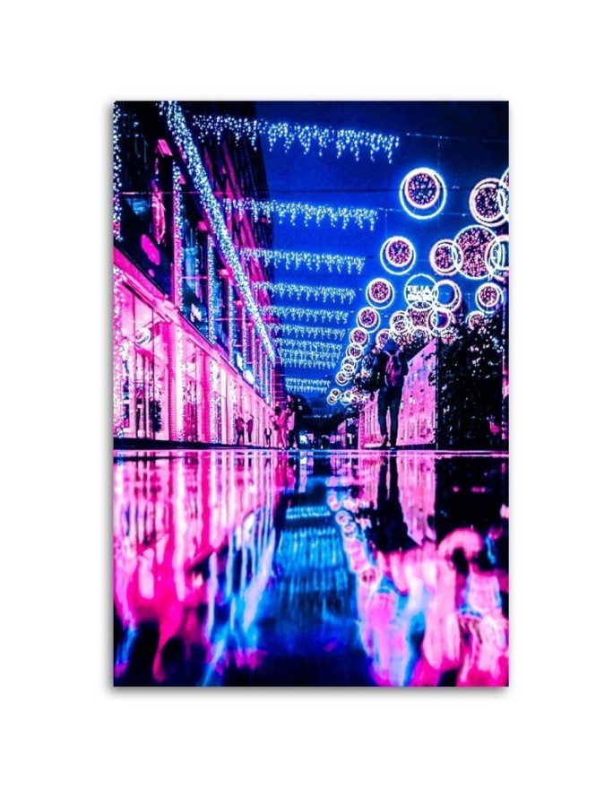 Decorative wall art picture Christmas neon street | FEEBY