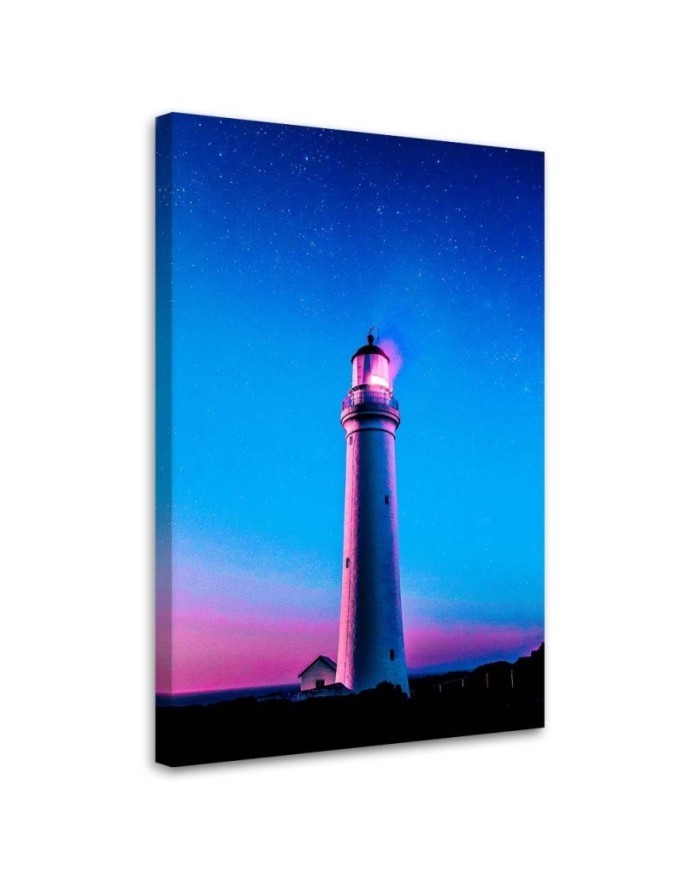 Lighthouse in neon - painting printed on canvas | FEEBY