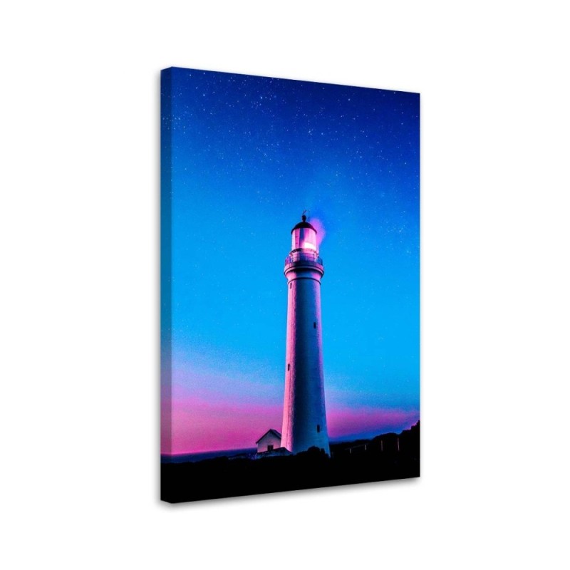 Lighthouse in neon - painting printed on canvas | FEEBY